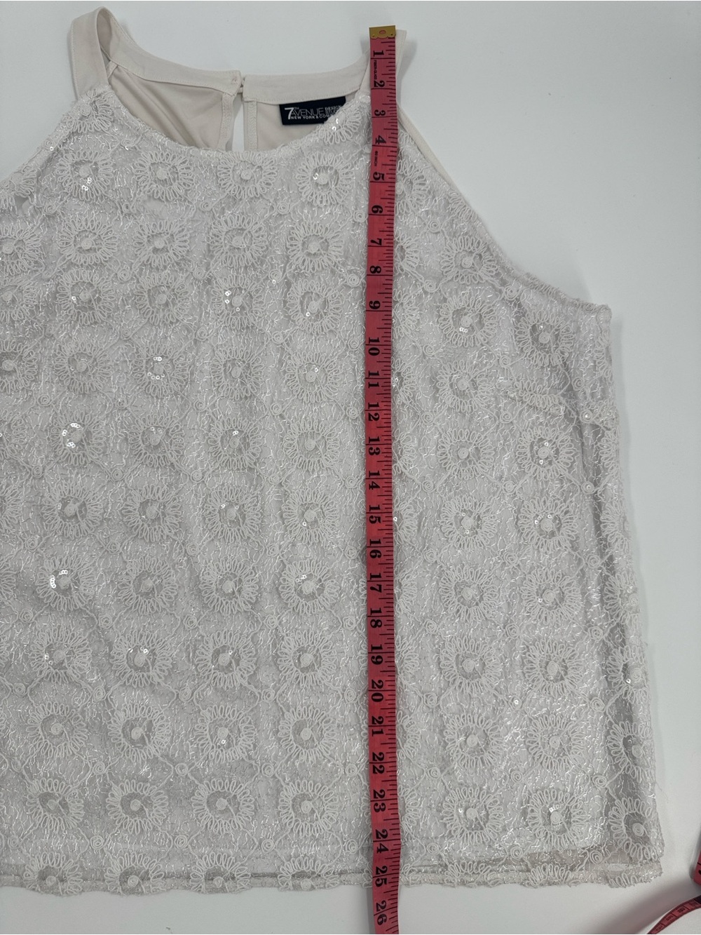 7th Avenue Lace Beaded Halter Tank Size XL - Picture 3 of 7